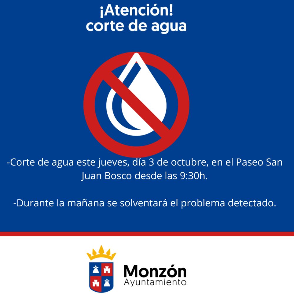 Imagen Corte de agua en el Paseo San Juan Bosco