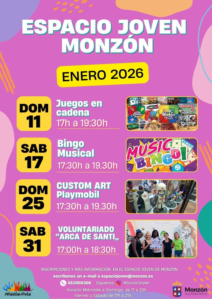 Imagen Programa de actividades Espacio Joven enero 2026 #Monzónjoven