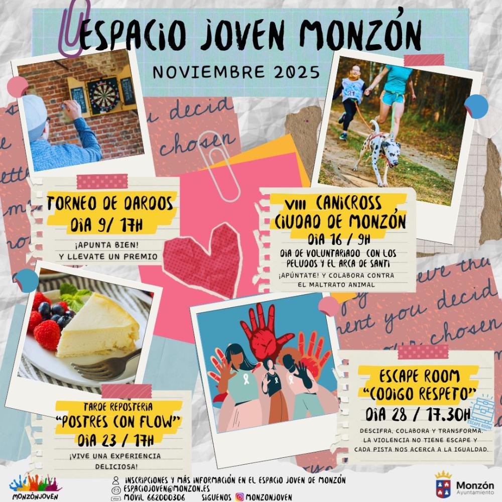 Imagen Programa de actividades Espacio Joven noviembre 2025 #Monzónjoven