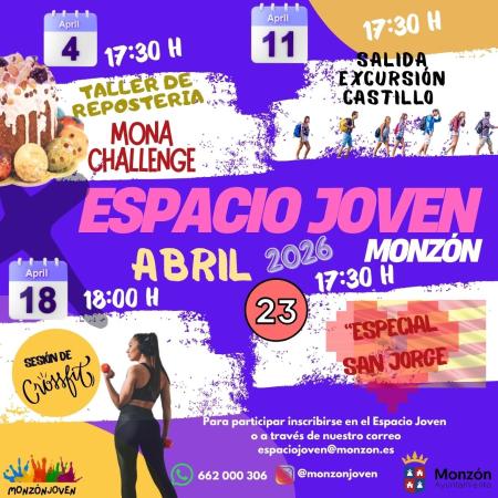 Imagen Actividades de abril Monzon Joven y horario especial de Semana Santa...