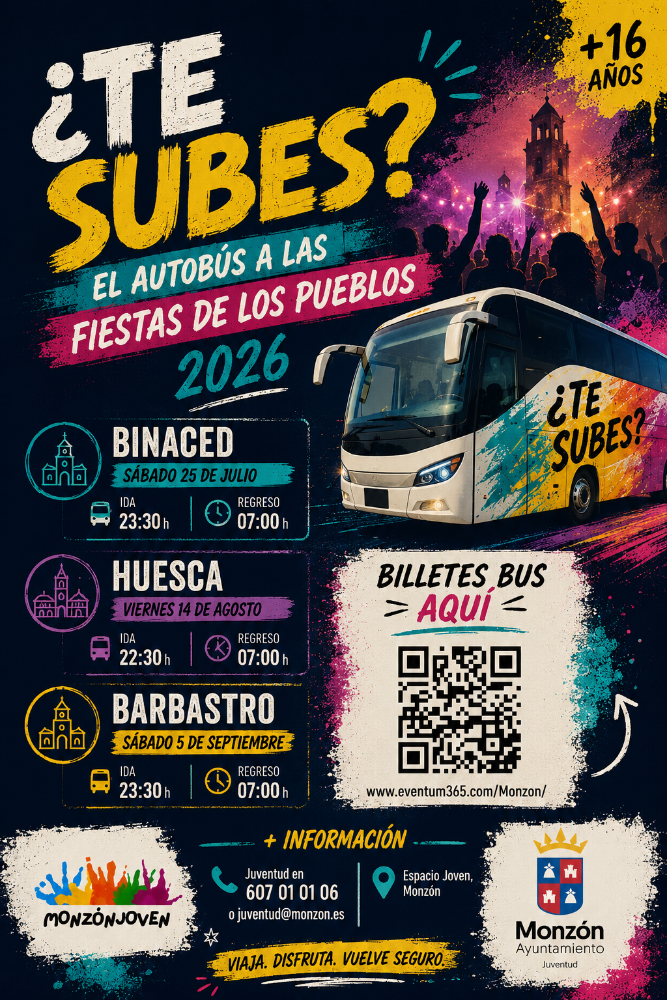 Imagen El programa ¿Te subes? Llevará a los jóvenes a las fiestas de Binaced, Huesca y Barbastro