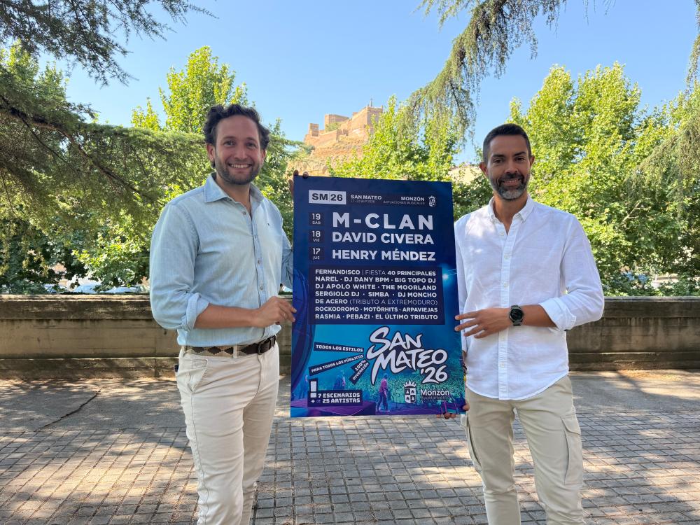 Imagen M-Clan, David Civera y Henry Méndez en las fiestas de San Mateo de Monzón