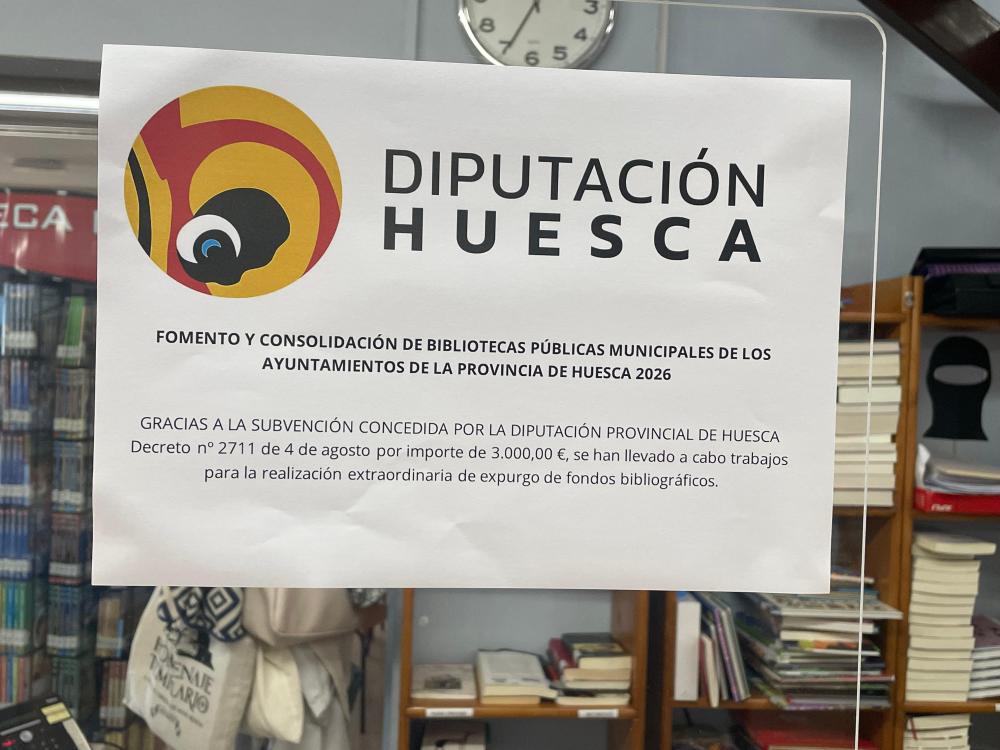 Imagen La Diputación de Huesca subvenciona al Ayuntamiento de Monzón para el funcionamiento de su biblioteca municipal