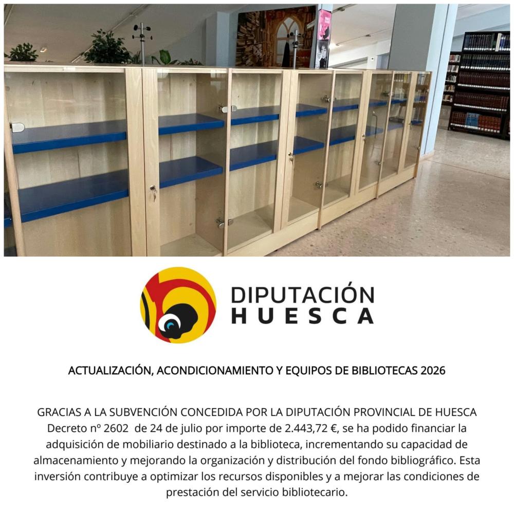 Imagen La biblioteca municipal de Monzón adquiere nuevo mobiliario con una subvención de la Diputación de Huesca